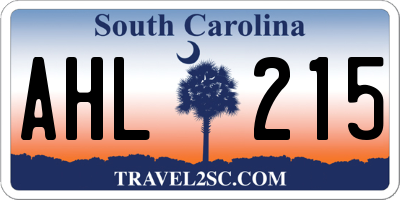 SC license plate AHL215