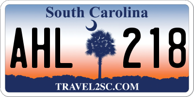 SC license plate AHL218
