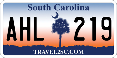 SC license plate AHL219