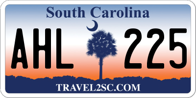 SC license plate AHL225