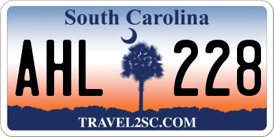 SC license plate AHL228