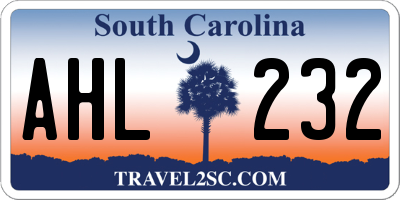 SC license plate AHL232