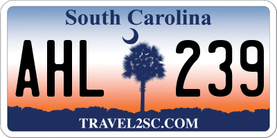 SC license plate AHL239