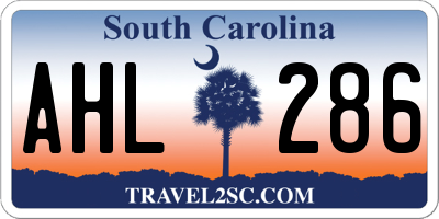 SC license plate AHL286
