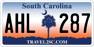 SC license plate AHL287