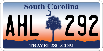 SC license plate AHL292