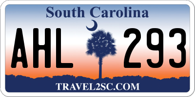SC license plate AHL293