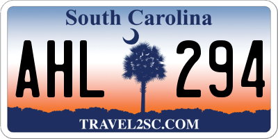 SC license plate AHL294