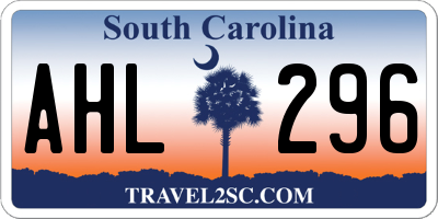 SC license plate AHL296