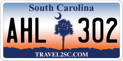 SC license plate AHL302