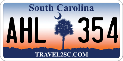 SC license plate AHL354