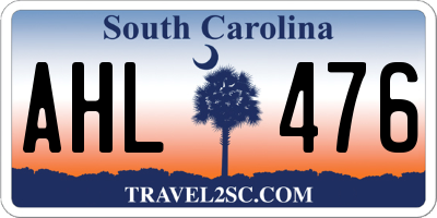 SC license plate AHL476