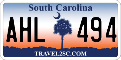 SC license plate AHL494