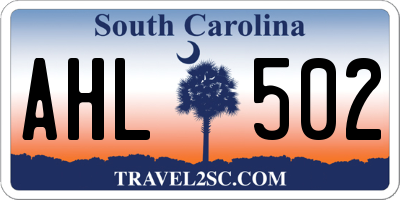 SC license plate AHL502