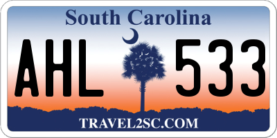 SC license plate AHL533