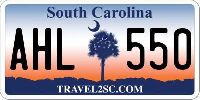 SC license plate AHL550