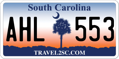 SC license plate AHL553