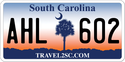 SC license plate AHL602