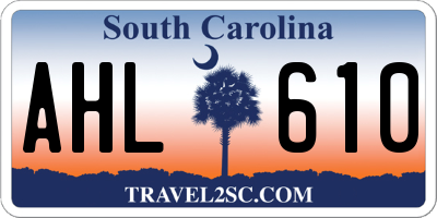 SC license plate AHL610