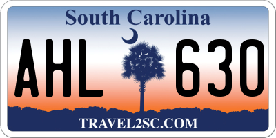 SC license plate AHL630