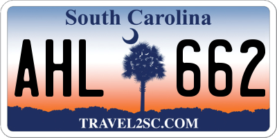SC license plate AHL662