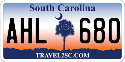 SC license plate AHL680