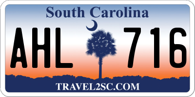 SC license plate AHL716