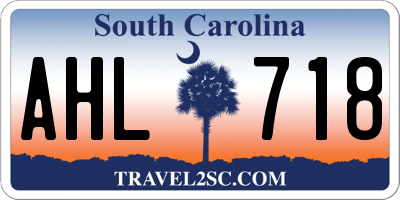 SC license plate AHL718