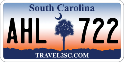 SC license plate AHL722