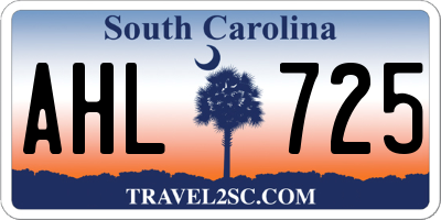 SC license plate AHL725