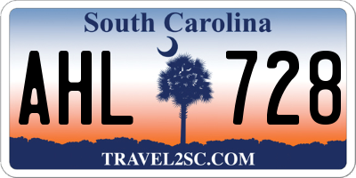SC license plate AHL728