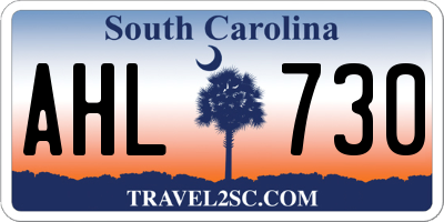 SC license plate AHL730