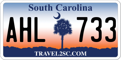 SC license plate AHL733