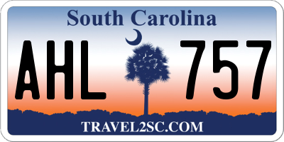 SC license plate AHL757