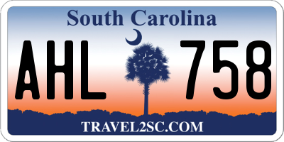 SC license plate AHL758
