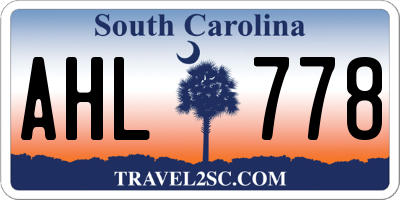 SC license plate AHL778