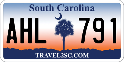 SC license plate AHL791
