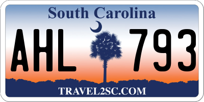 SC license plate AHL793