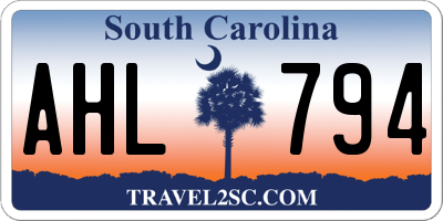 SC license plate AHL794