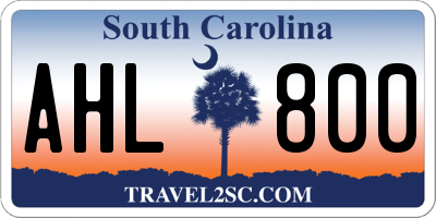 SC license plate AHL800