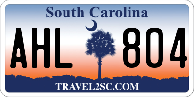 SC license plate AHL804