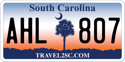 SC license plate AHL807