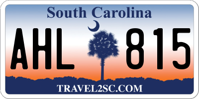 SC license plate AHL815