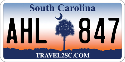 SC license plate AHL847