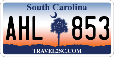 SC license plate AHL853