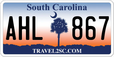 SC license plate AHL867