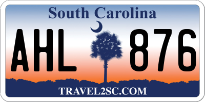 SC license plate AHL876