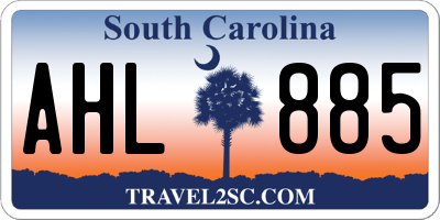 SC license plate AHL885
