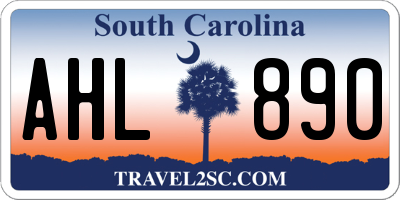 SC license plate AHL890