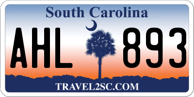 SC license plate AHL893